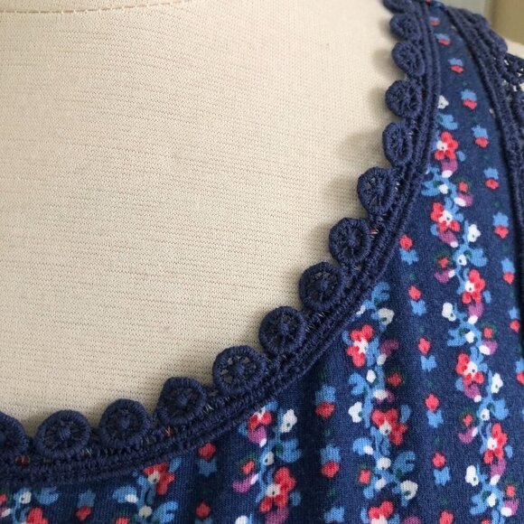 Matilda Jane Beyond the Horizon Tank Top Shirt Medium Blue Floral Racerback - Picture 6 of 10